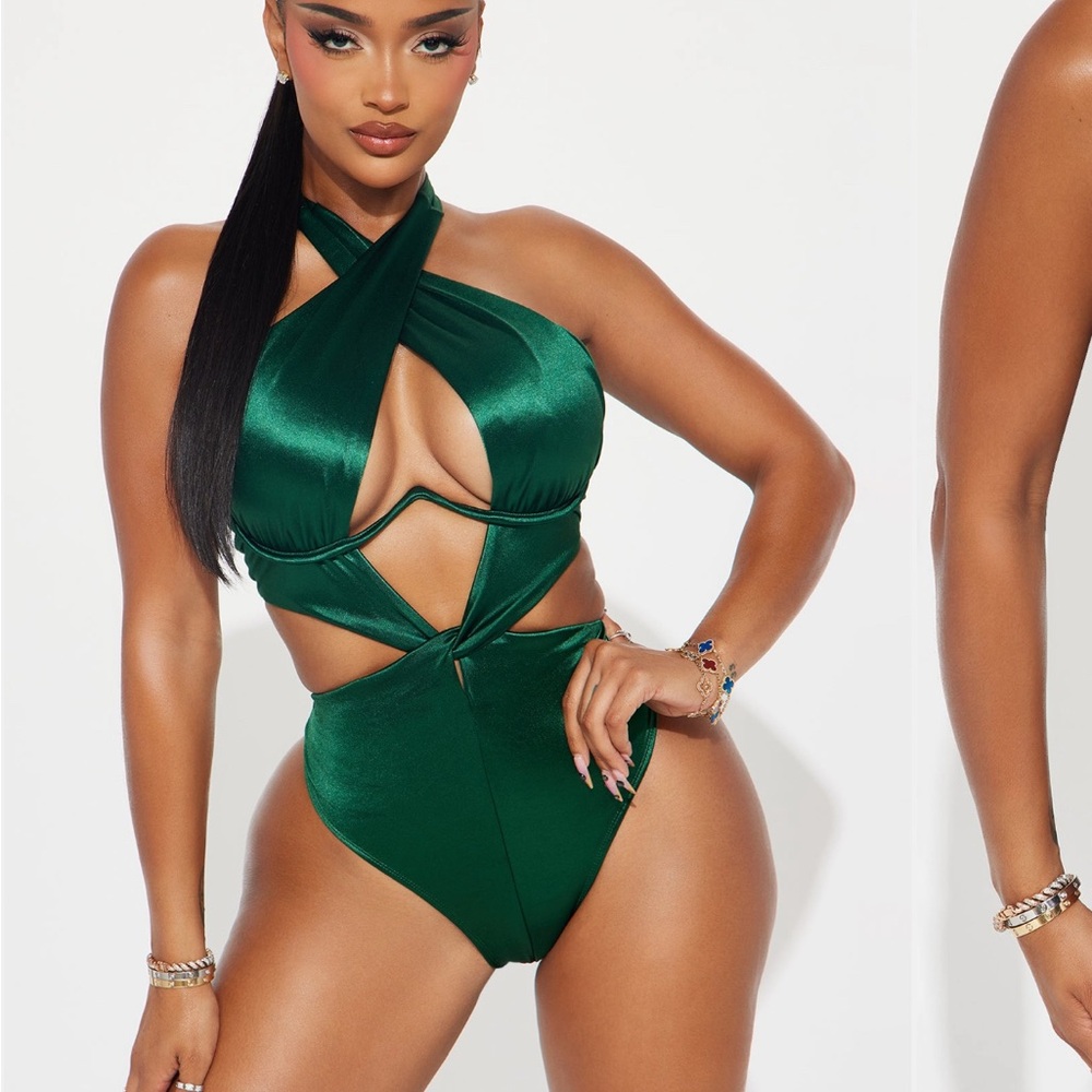 Fashion Nova Green One Piece Swimsuit